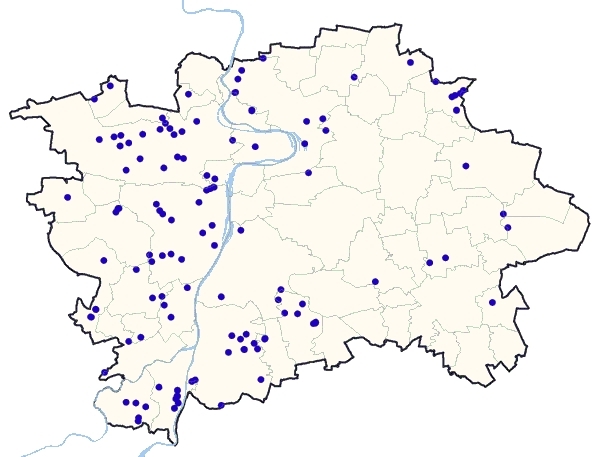 studánky na území Prahy - orientační mapka
